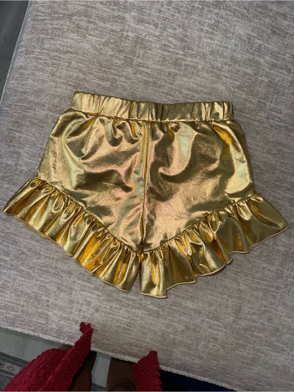 Girls Metallic Gold Ruffle Shorts - Picture 4 of 4